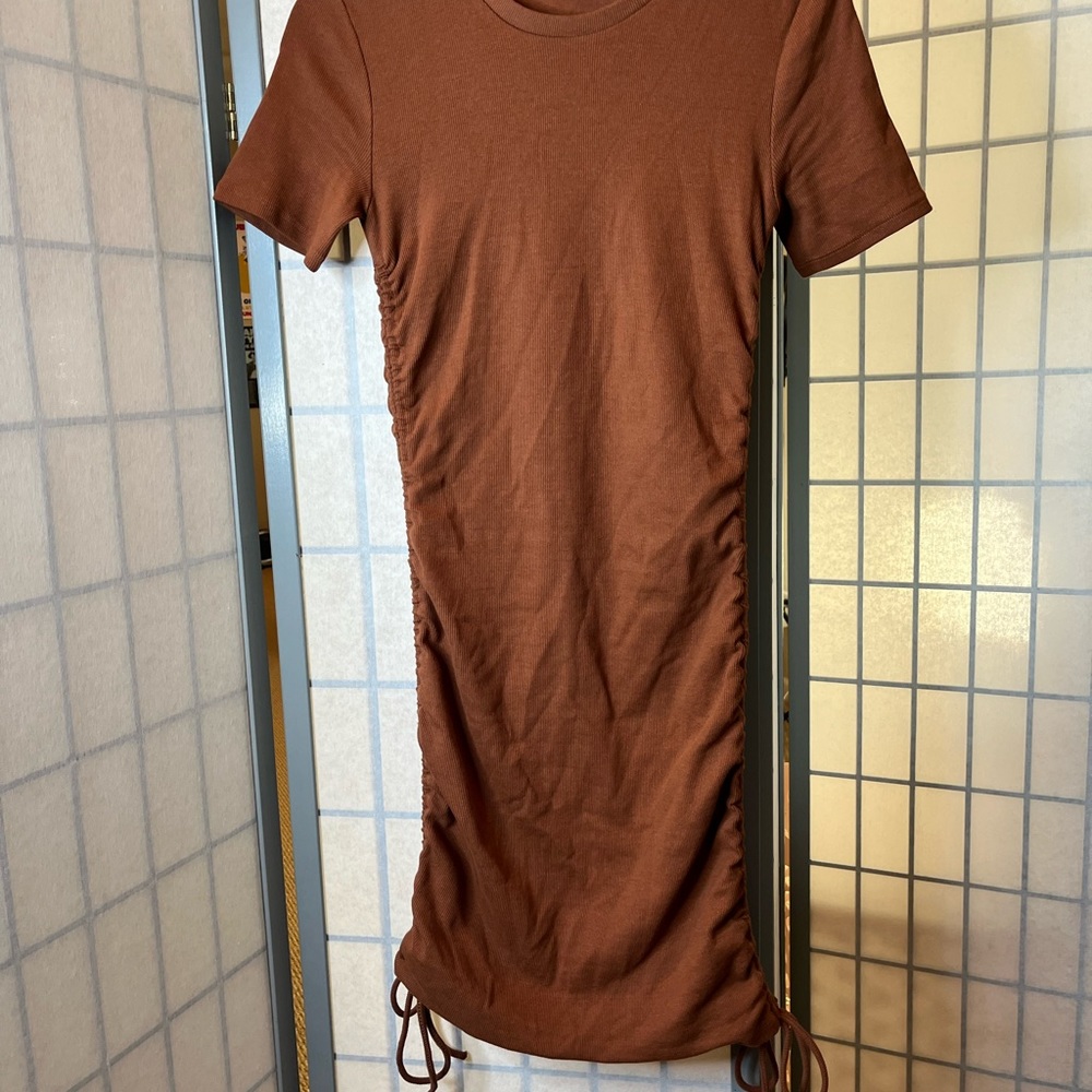 Zara chestnut brown dress with ties at sides